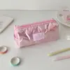 Estojo de Lápis Estrela Simples Hisocute Bolsa de Armazenamento de Material Escolar para Estudantes Bolsa de Maquiagem Portátil Bolsa de Material Escolar de Grande Capacidade Uso Duplo
