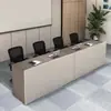 Mesa Larga Personalizada, Mesa de Conferencias Combinada con Podio, Escritorio Doble de Madera Moderno Simple para Estudiantes Fabricante Venta al por Mayor