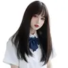 Peluca de Pelo Largo para Mujer, Estilo Lolita de Longitud Media, Estilo JK Fino de Verano, Cosplay para Cross-Dresser, Peluca Completa Negra Larga Recta