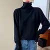 Otoño/Invierno Nuevo Cuello Alto Acanalado para Mujer 100% Lana Tejido Capa Base Versátil para Viajes Cotidianos Suave Color Puro Holgado Suéter