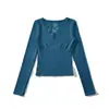 Atacado de Roupas Femininas Transfronteiriças Estilo Europeu e Americano Cor Sólida Versátil Renda Patchwork Blusa Camiseta de Manga Longa Nova Primavera 2026