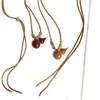 Bendición de Año Nuevo de Prosperidad y Bienestar, Cadena Larga para Suéter de Calabaza Esmaltada Marrón Rojizo Estilo Chino Nuevo Glaseado por Goteo Cadena de Cuerda Trenzada Collar de Nicho