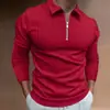 2024 Novo Livro Transfronteiriço Europeu e Americano Primavera e Outono Linho Venda Rápida Top Masculino Zíper Listrado Manga Longa Polo Masculino