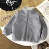 Chaqueta de forro polar para niños para otoño e invierno, camisa de manga larga con cremallera y cuello alto de color liso, ropa para niños, uniforme escolar, prenda cálida para niños y niñas