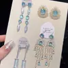 Lágrimas Azules~Pendientes de Borla Cuadrados de Circonita Brillante con Forma de Gota de Agua, Pendientes Frescos y Dulces, Pendientes de Lujo Ligero y de Alta Gama para Mujer