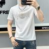 2024 verão novo chinês estampado homens moda marca slim-fit respirável pescoço redondo casual all-match camiseta de manga curta moda