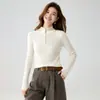 Nueva colección de otoño e invierno: suéter de cachemira tejido para mujer, corte ajustado, con media cremallera, una capa base simple y versátil