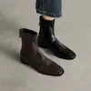 Botines de Tacón Grueso para Mujer, Botas Estilizadas Retro con Punta Cuadrada, Botines Chelsea Nuevos para Mujer, Hermosa Cremallera Trasera, Negro Otoño