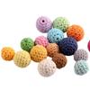 20mm cor feito à mão crochê lã contas de madeira bola de crochê bola de madeira lã acessório de brinquedo para dentes atacado