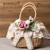 Bolso de paja hecho a mano original Lolita encaje simulación flor playa jardín chica suave 2022 nuevo bolso bolso de mano