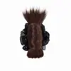 Grampo de Cabelo Peruca de Rabo de Cavalo Baixo com Bolinhas Pretas e Brancas, Estilo Penteado Despojado, Natural e Volumoso