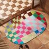 Alfombrilla Creativa de Baño Dopamina Absorbente Secado Rápido Tablero de Ajedrez Barro de Diatomeas Cojín Suave Alfombra Antideslizante para Puerta de Baño