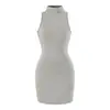 Vestido de tirantes sexy, de cuello alto y sin mangas, puramente seductor para mujer, versátil, adelgazante, elegante, entallado a la cintura, ajustado al cuerpo, vestido corto