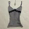 Top Regata Cortininha Personalizado Estilo Punk Sexy Slim-Fit Decote V Color Block Listrado Patchwork de Renda Moda Spicy Girl