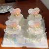 Decoración de Pastel Hermosa para el Día de la Madre 2026 con Adornos de Mariposa de Perla Iridiscente, Inserto de Tarjeta en Forma de Corazón para Mamá Hada