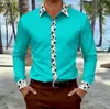 Camisa de Manga Larga con Cuello y Botones para Hombre, Estilo Casual Versátil de Moda, Estampado de Patrón 3D, Nuevo Estilo Europeo y Americano, Transfronteriza, 2026