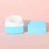Nova garrafa vazia de creme facial cosmético, frasco de creme quadrado de camada dupla chanfrado na cor macaron, recipiente de creme quadrado de grande capacidade