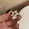 Anillo abierto de metal con forma de estrella de cinco puntas, estilo hip hop, estilo nicho, para mujer.