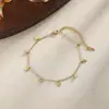 Tobillera con Colgante de Corazón y Cruz de Acero Inoxidable Transfronteriza Europea y Americana Cadena Fina Dorada de 18k Incrustada con Diamante Cadena para el Tobillo