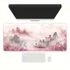 Mouse Pad Floresta de Flor de Pessegueiro Exclusivo Transfronteiriço, Grande, de Alta Qualidade, Espessado e Resistente a Manchas com Borda Densamente Costurada