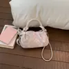 Bolsa Cilindro Fofa de Bolinhas Verão 2026 Bolsa Transversal Moda Tendência Verão Bolsa de Mão com Laço de Pérola para Mulheres
