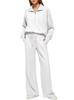 2024 Europeu e Americano Amazon Europeu e Americano Feminino Conjunto Duas Peças Moletom com Zíper Calça Esportiva Wide Leg Casual Feminino