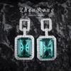 Boutique Simple de Alta Gama Set de Collar y Aretes HW Lujo Ligero Combinable Colgante Esmeralda Color Tesoro Anillo Aretes de Diamante Verde