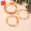 Cristal Torre Amarillo Natural con Patrones de Resina Roja y Amarilla, Colores de Cristal Únicos, Estilo Pareja, Anillo Individual, Estilo Transmisión en Vivo, Al por Mayor en Stock