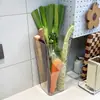 Caja de almacenamiento multifuncional para cebolletas, cubo de almacenamiento transparente para ñame con varilla de hierro, almacenamiento de verduras de gran capacidad para jengibre y ajo en la cocina