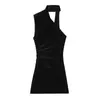 Z Estilo Europeo y Americano Transfronterizo 2025 Ropa de Mujer Nueva a la Moda, Vestido Corto de Terciopelo Decorado con Bufanda 9230072
