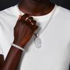 Colar Masculino Prata S925 com Pingente de Palmeira Hip-Hop Tendência Cravejado com Moissanita Completa Joia de Prata