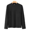 Camiseta de manga larga para hombre, nueva de otoño e invierno, de cuello medio alto, forro polar cepillado de doble cara, una cálida capa interior para usar en capas
