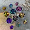 2024 Nuevo Lentejuela de Arte de Uñas Camaleón Láser Coreano Hexagonal Mixto Brillante Uñas Láser Polvo de Brillo