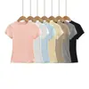 Top de Manga Corta con Cuello Redondo, Estilo Americano Lulu Similar, para Fitness, Camiseta de Verano Suave tipo Niebla, Súper Elástico, Súper Suave, Top Camiseta que Ceñe la Cintura