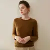 Estilo Coreano Casual Cuello Redondo Floral Color Puro 100 Cachemira Prendas de Punto para Mujer Amigable con la Piel a la Moda Simple Tejido Grueso