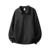 Suéter minimalista de color liso estilo americano con media cremallera para hombre, sudadera casual holgada de moda con cuello polo para otoño e invierno