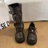 Botas de Perna de Calça Removível Femininas 2026 Primavera Outono Meio da Panturrilha Botas Longas Cavaleiro Ocidental Zíper Botas Empilhadas Solado Grosso Botas Longas