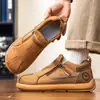 Novo Estilo Primavera e Outono Sapatos Casuais Masculinos com Zíper Lateral Estilo Hong Kong para Adolescentes, Sapatos Preguiçosos Slip-On, Sapatos Birkenstock de Tamanho Grande para Homens