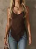 Moda Nueva Transfronteriza Camisola Vaquera Occidental de Gamuza Sin Mangas Cuello en V Corte Ajustado Favorecedor Top de Felpa de Gamuza