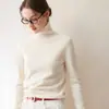 Suéter de Cashmere Tricotado Grosso de Três Fios Novo para Outono e Inverno para Mulheres, Gola Alta, Manga Longa, Elegante, Versátil, Top Quente, Roupa de Baixo