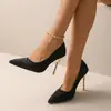 Salto Agulha Plus Size Estilo Europeu e Americano para Mulheres, Estilo Moda Francesa, Boca Rasa, Elegante Salto Agulha Bico Fino para Mulheres