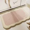 Alfombra de forma especial, antideslizante para entrada de baño, cachemira sintética, tapete absorbente, tapete de baño, tapete de piso para separación de seco y húmedo en el baño