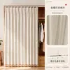 Elegante cortina de lino para puertas de armario, cortina a prueba de polvo para estantes de gabinetes y librerías, instalación sin taladro requerida
