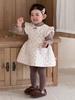 Conjunto de Duas Peças para Bebês e Crianças Pequenas, Estilo Novo Inverno 2026, Vestido Colete de Fleece Floral com Bordas Franzidas e Camada Base, para Meninas