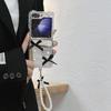 Para Samsung ZFlip4/5/6 Funda de Espejo Plegable Huawei pocket2 Cadena de Mano de Perla Funda Anticaída