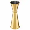 Taza medidora de acero inoxidable con borde enrollado y banda, Medidor de licores de doble cabeza, Taza medidora de onzas para coctelería con escala, Diseño de doble cabeza