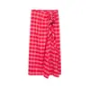 ZA Europa Transfronteiriça Comércio Exterior Roupas Femininas AliExpress Venda Quente Verão Saia Midi Wrap-around Franzida Fenda Emagrecedora