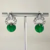 Nuevos Pendientes de Perlas Redondas Esmeralda Moda de Lujo Diamante Ojo de Caballo Diamante Corazón Forma Esmeralda Pendientes de Joyería