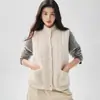 Nuevo chaleco de cachemira para otoño e invierno para mujer, con tejido de algodón texturizado, bolsillos, diseño de punto con bloques de color, y se puede usar como una prenda exterior para capas