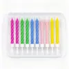 Velas Coloridas Douradas e Prateadas em Formato de Espiral para Bolo de Aniversário, Velas Espirais para o Dia das Crianças, Pacote com 10, Atacado